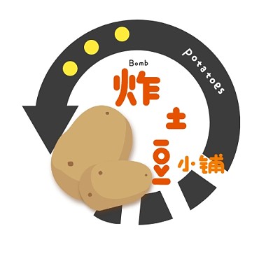 炸土豆简约橙白平面logo设计