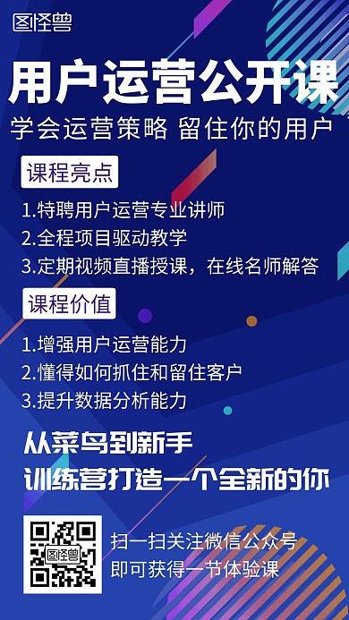 紫色简约用户运营公开课宣传手机海报