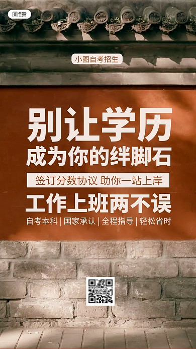 成人自考学历提升营销宣传文字摄影海报