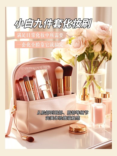 美妆化妆刷产品营销效果模板