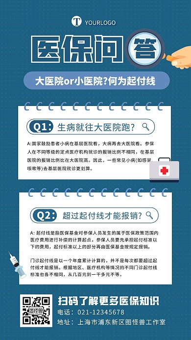 医保医疗措施解读创意宣传手机海报