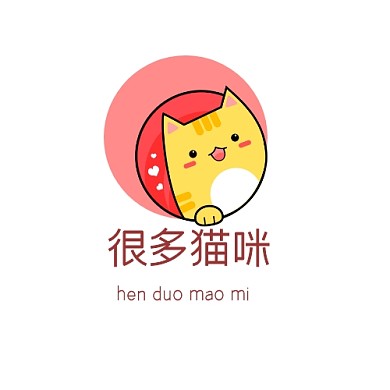 粉色卡通很多猫咪logo
