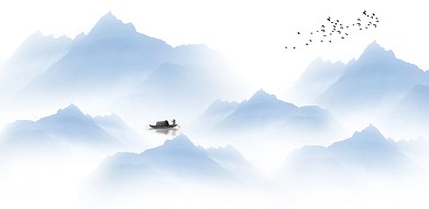 图怪兽原创元素水墨山水装饰画