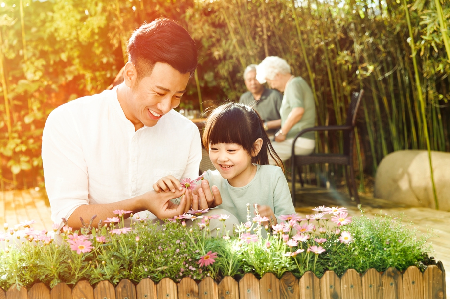 幸福家庭在庭院 幸福家庭在庭院