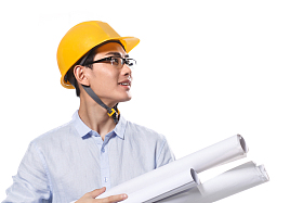 商务青年男人戴着安全帽