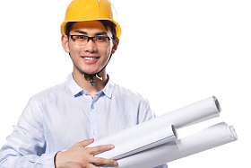 商务青年男人戴着安全帽图片