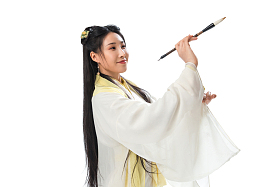 古装美女写字照片