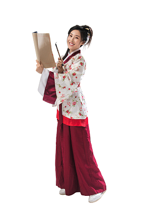 古装美女写字照片