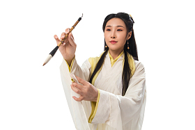 古装美女写字图片