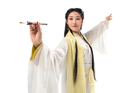 古装美女写字图片