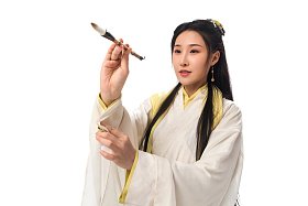 古装美女写字照片