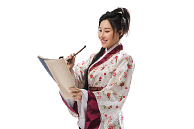 古装美女写字图片