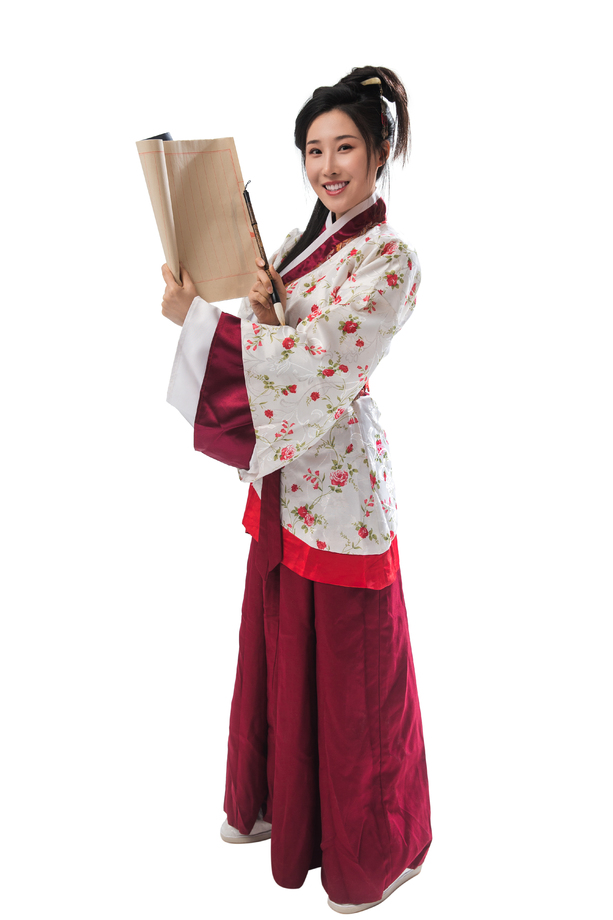 古装美女写字图片 古装美女写字图片