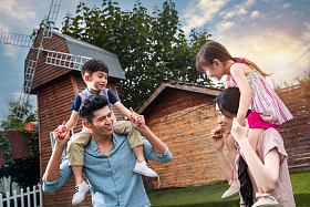 快乐的一家四口图片