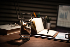 夜晚灯光下的办公