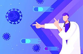 医生抗击新冠病毒插画照片