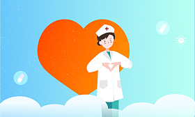 做爱心手势的女医生插画图片