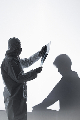 医生给患者看X光片