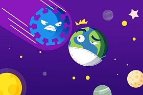 抗击新冠病毒插画