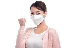 戴口罩的年轻女人肖像照片