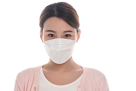 戴口罩的年轻女人肖像照片