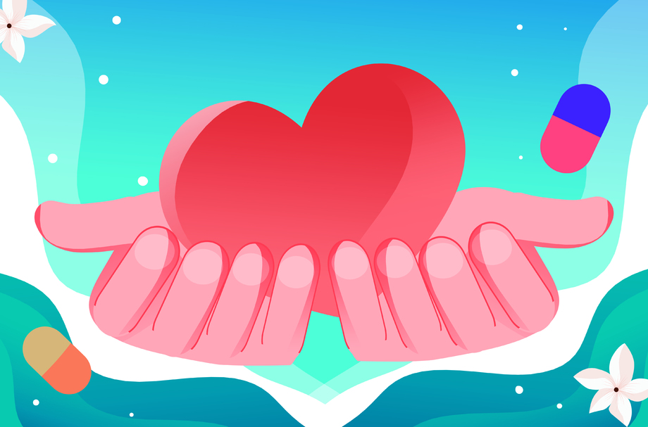 手捧爱心插画 手捧爱心插画