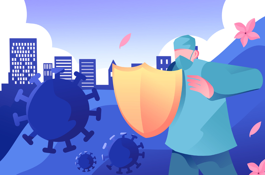 医生抗击新冠病毒插画 医生抗击新冠病毒插画