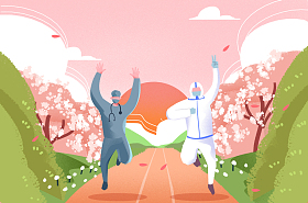 抗击新冠病毒插画