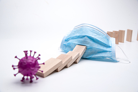 病毒多米诺骨牌和医用外科口罩