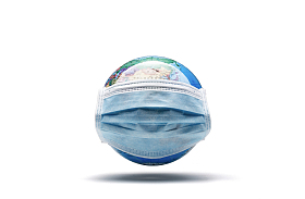 戴着口罩的地球