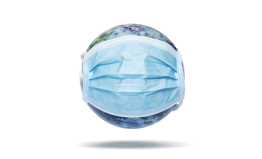 戴着口罩的地球图片