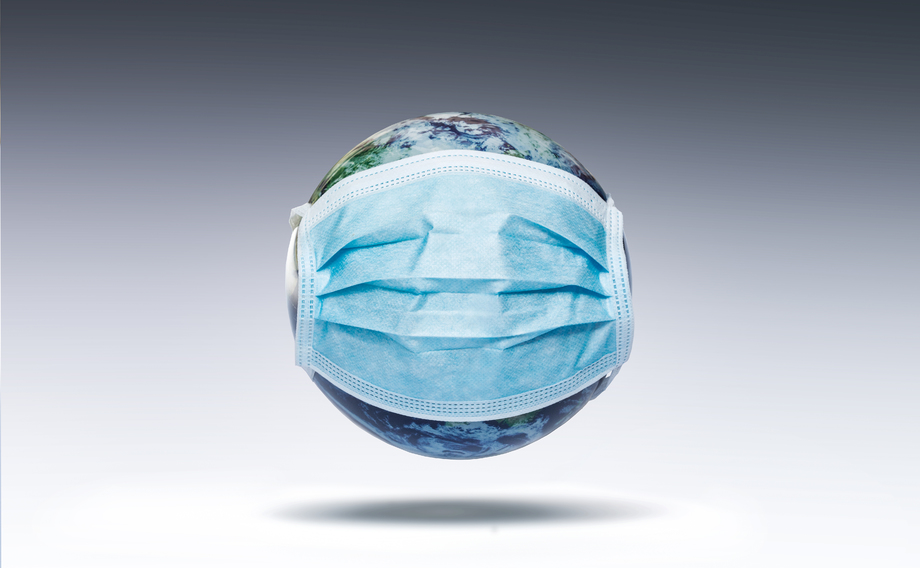 戴着口罩的地球图片