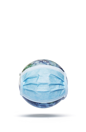 戴着口罩的地球图片