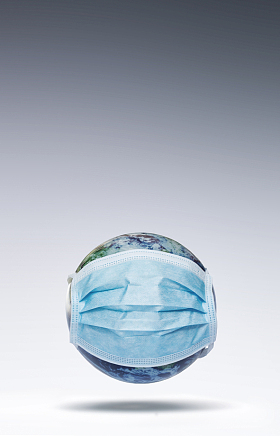 戴着口罩的地球图片