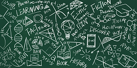 黑板上的数理化符号公式图片