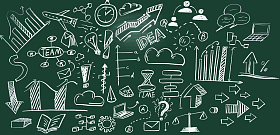 黑板上的数据分析粉笔画