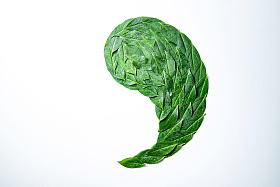 茶叶组成的太极图案图片