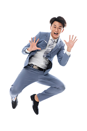 兴奋跳跃的商务男士图片