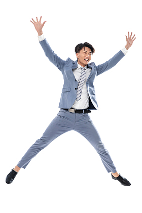 欢呼跳跃的商务男士图片