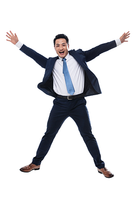 欢呼跳跃的商务男士