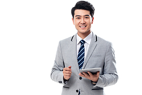 拿平板电脑的商务男士