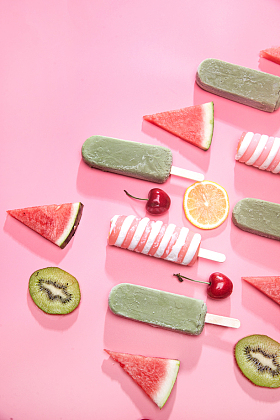 水果和冰棍照片