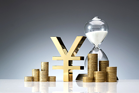 金币货币标志和沙漏图片