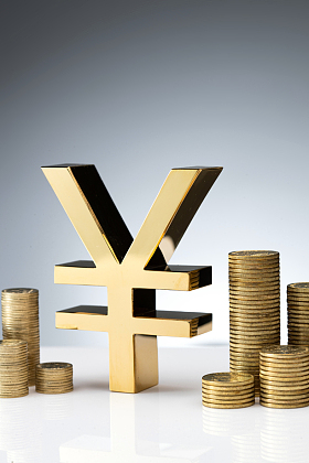 人民币符号模型和金币特写