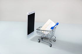 购物车和手机银行卡图片