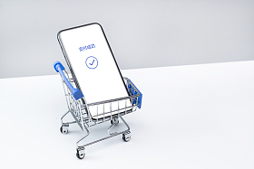 购物车和显示成功支付的手机