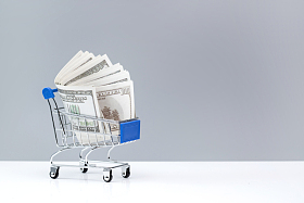 购物车和美国百元钞票图片