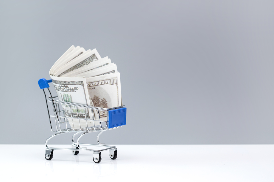 购物车和美国百元钞票图片 购物车和美国百元钞票图片