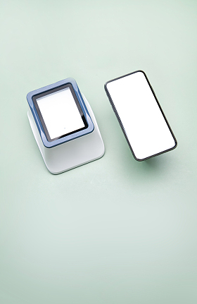 手机扫码支付盒子和手机图片