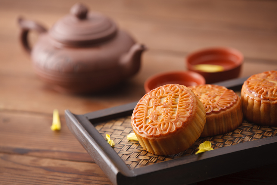 静物月饼和茶具 静物月饼和茶具